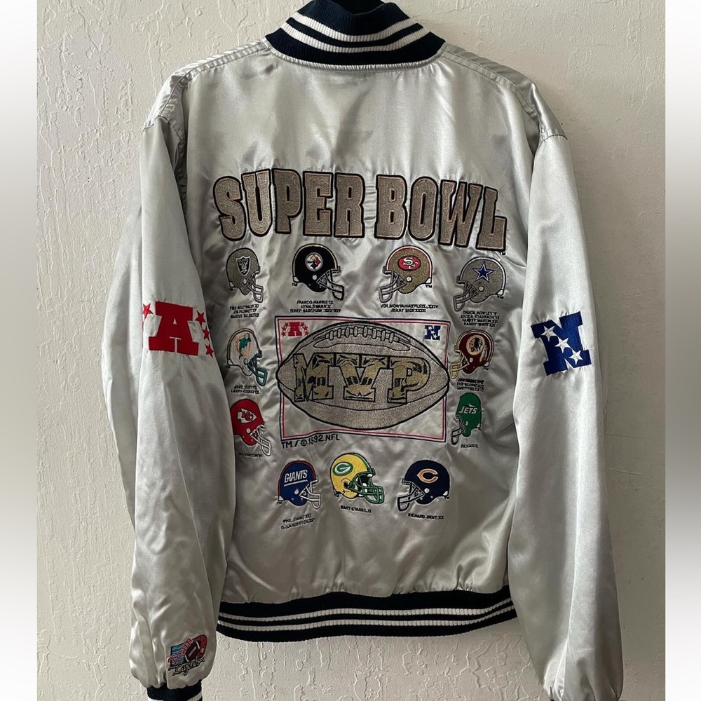 Vintage Satin NFL Super Bowl MVP Varsity Bomber Jacket